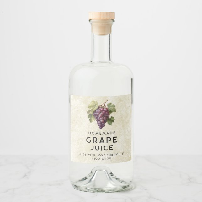 Gammalt rött druvjuice hemmagjord recept spritflaskor etikett (Framsida)