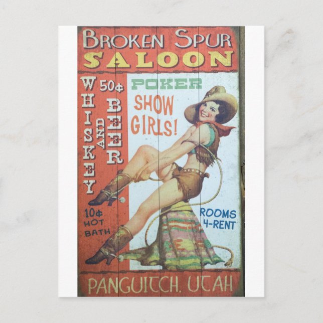 Gammalt saloon-tecken vykort (Framsida)