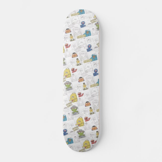 Gammalt Sesamstreet-seriemönster Mini Skateboard Bräda 18,5 Cm (Framsida)