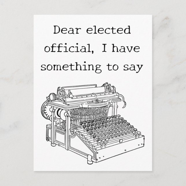 Gammalt skrivmaskinsmeddelande till valda tjänstem vykort (Framsida)