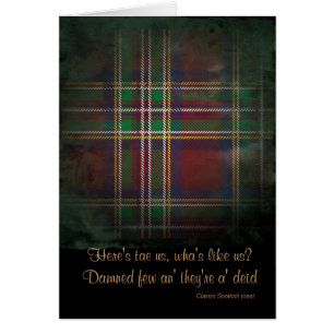 Gammalt tartan Scottish toast-kort Hälsningskort
