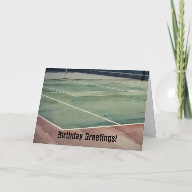 Gammalt Tennis Court Art Pun Birthday Card Kort (Framsida)
