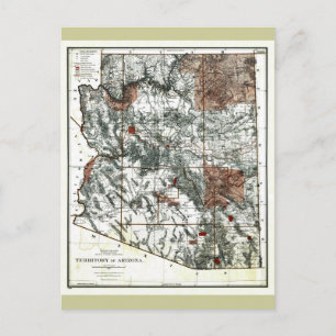 Gammalt territorium 1887 av den Arizona kartan Vykort