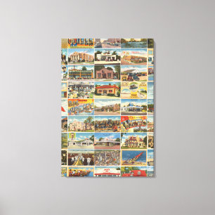 Gammalt Texas Postcards Stretched Kanvastryck
