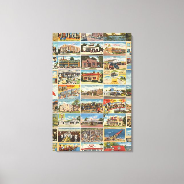 Gammalt Texas Postcards Stretched Kanvastryck (Framsida)