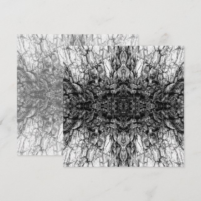 Gammalt träd bark svart och vit fotopattern design kort (Fram/baksida)