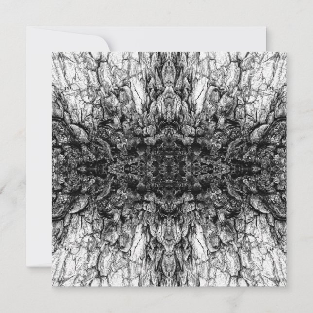 Gammalt träd bark svart-vit fotomönsterdesign kort (Framsida)