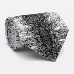 Gammalt träd bark svart-vit fotomönsterdesign slips