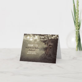 gammalt träd romantiska ljus bröllop tack kort