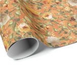 Gammalt trädgårds orange mönster presentpapper<br><div class="desc">Detta underbara mönster med orange rosor i trädgården är perfekt för att förhöja din gåva för bröllop,  årsdagar,  brud shower,  baby shower och födelsedagar. Designen var inspirerad av viktorianska bokomslag men gjordes med mycket detaljerade riktiga bilder av rosor,  peonier och kumquat.</div>
