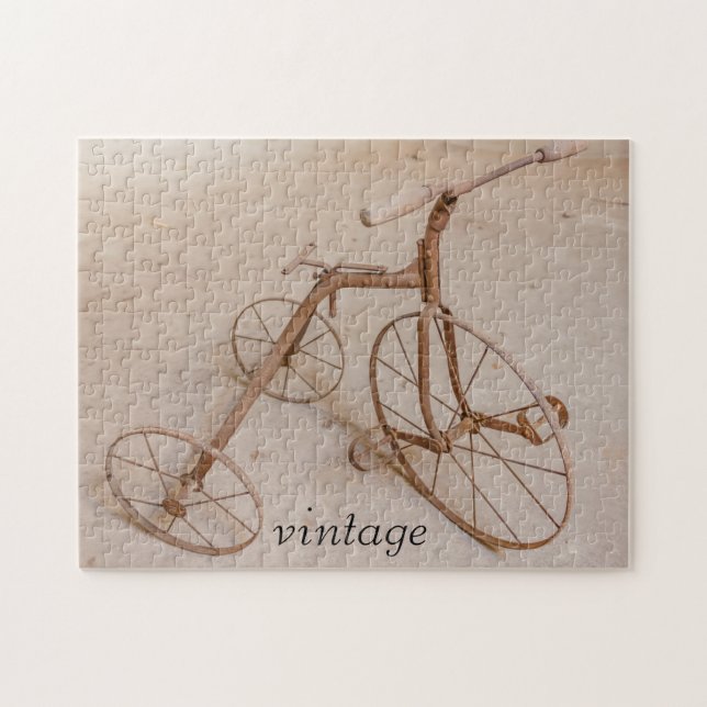 GAMMALT TREHJUULING CYKEL FRÅN 1928 PUSSELPUSSLE PUSSEL (Horisontell)