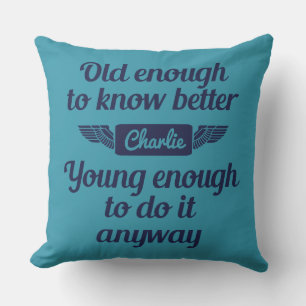 "Gammalt & ungt" eget namn dekorativ kudde