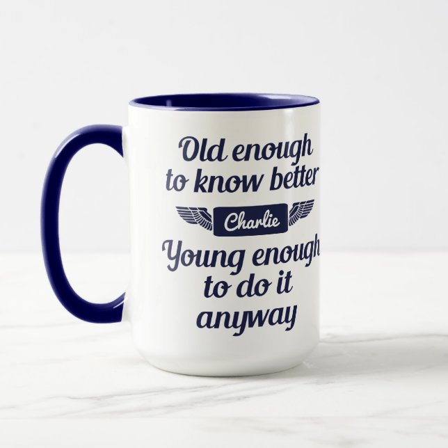 "Gammalt & ungt" eget namn mugg (Vänster)