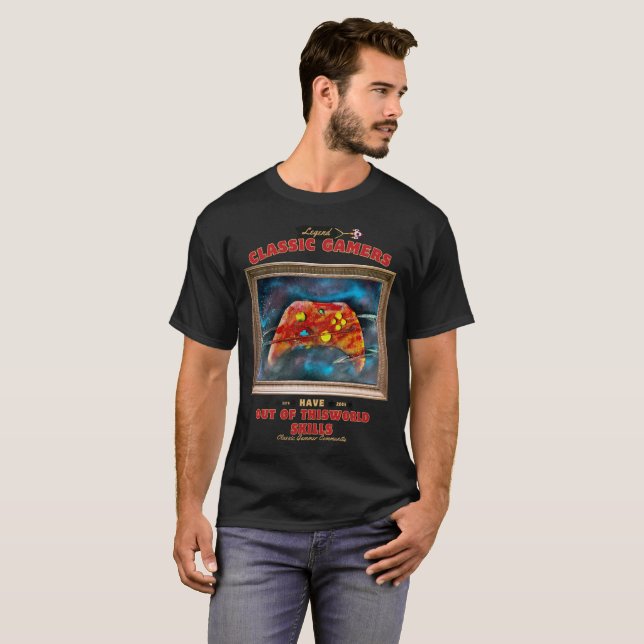 Gammalt utrymme för klassiska spel t shirt (Hel framsida)