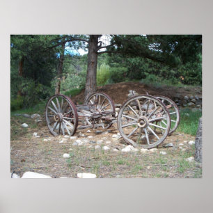 Gammalt vagnhjul poster