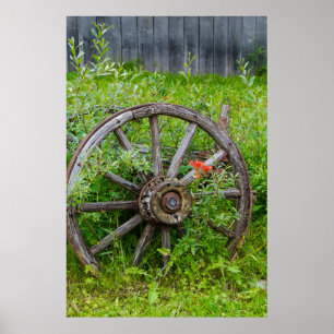Gammalt vagnshjul i historiska gamla guldstaden 3 poster