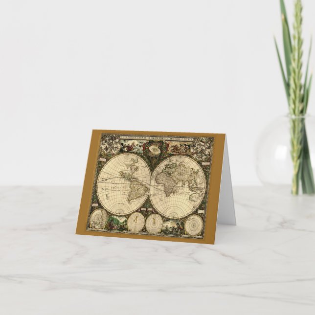 Gammalt Världskort Notkort Kort (Framsida)