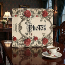 Gammalt viktorianskt rött rosfotoalbum