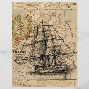 Gammalt vintage skepp scrapbook papper