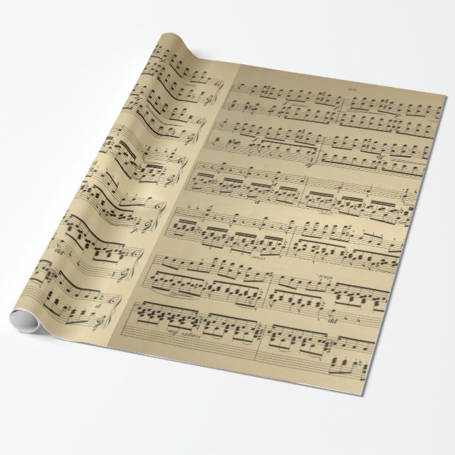 Gammalt vintagemusiklakan presentpapper (Utrullad)