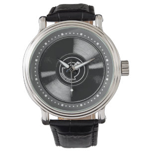 Gammalt vinylrekord armbandsur
