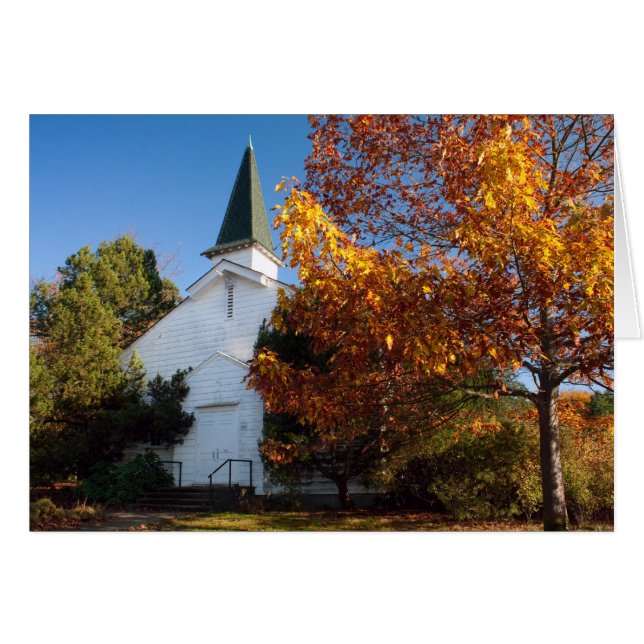 Gammalt vitt kyrkokort hälsningskort (Framsidan Horizontal)