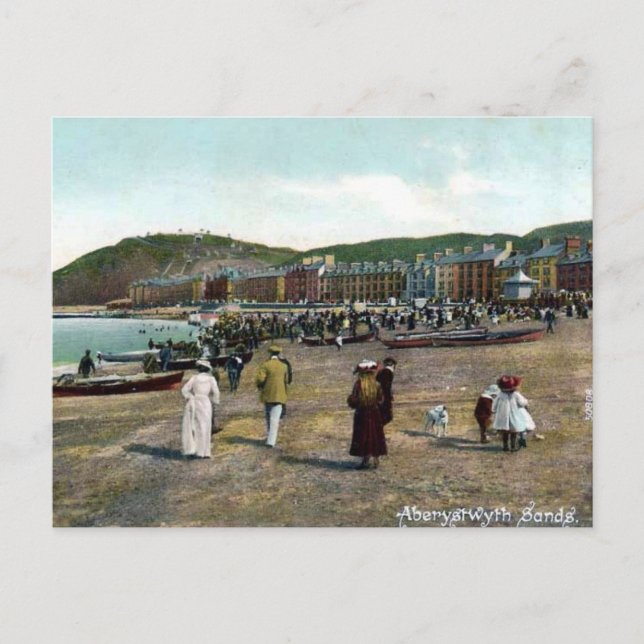Gammalt vykort - Aberystwyth Sands (Framsida)