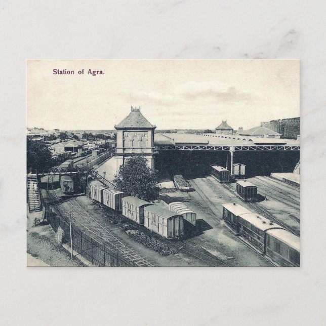 Gammalt vykort - Agra, Indien (Framsida)