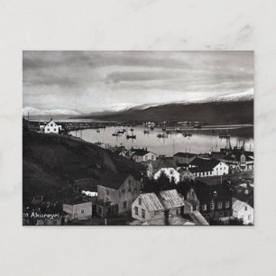Gammalt vykort - Akureyri, Island