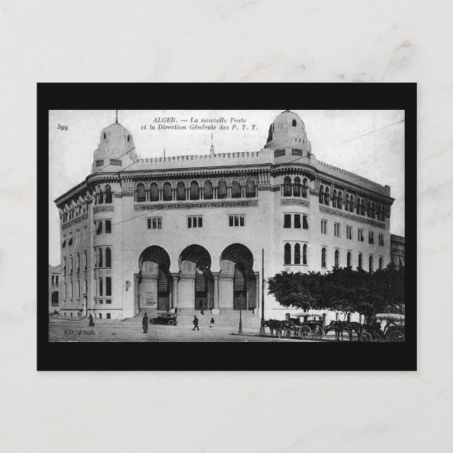 Gammalt vykort - Alger New Post Office (Framsida)