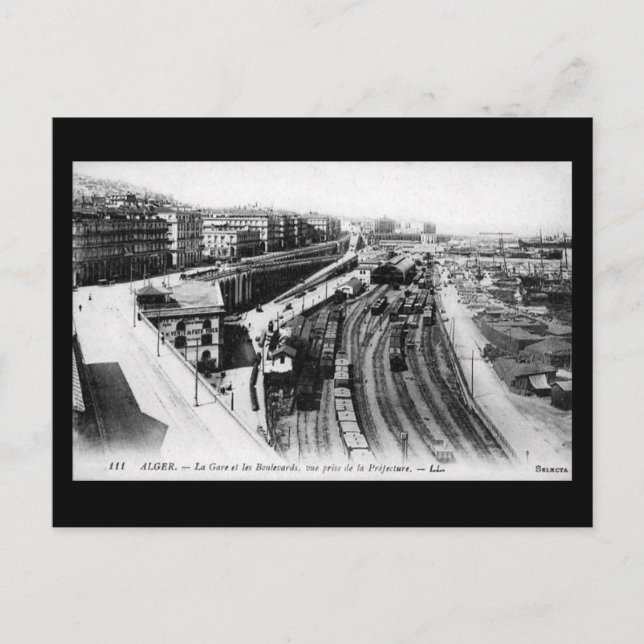 Gammalt vykort - Algiers Railway Station (Framsida)