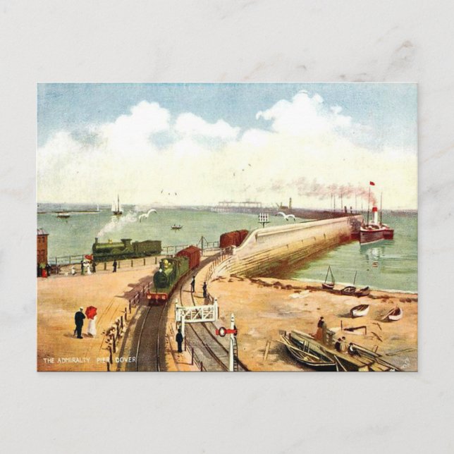 Gammalt vykort - Amiralty Pier, Dover, Kent (Framsida)