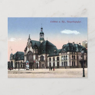 Gammalt vykort - Bahnhof, Koblenz, Tysklant