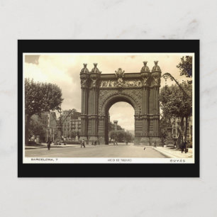 Gammalt vykort, Barcelona, Arco de Triunfo Vykort