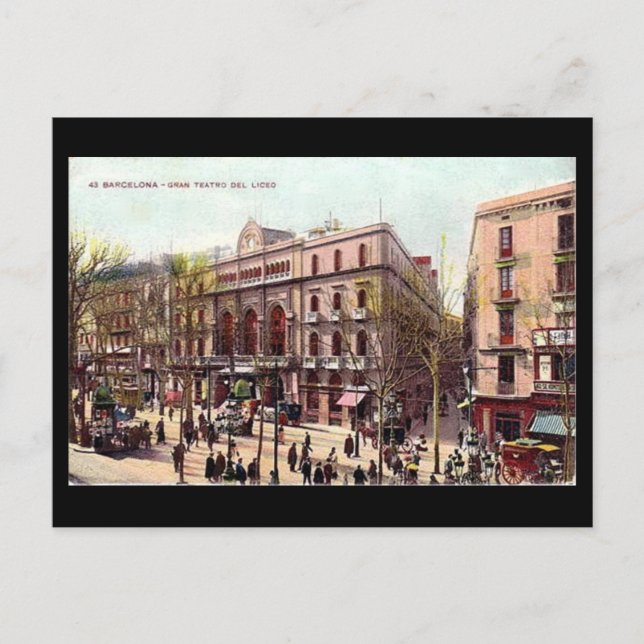 Gammalt vykort, Barcelona, Gran Teatro del Liceo Vykort (Framsida)