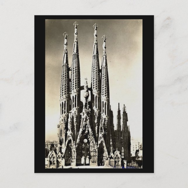 Gammalt vykort - Barcelona, Sagrada Familia (Framsida)