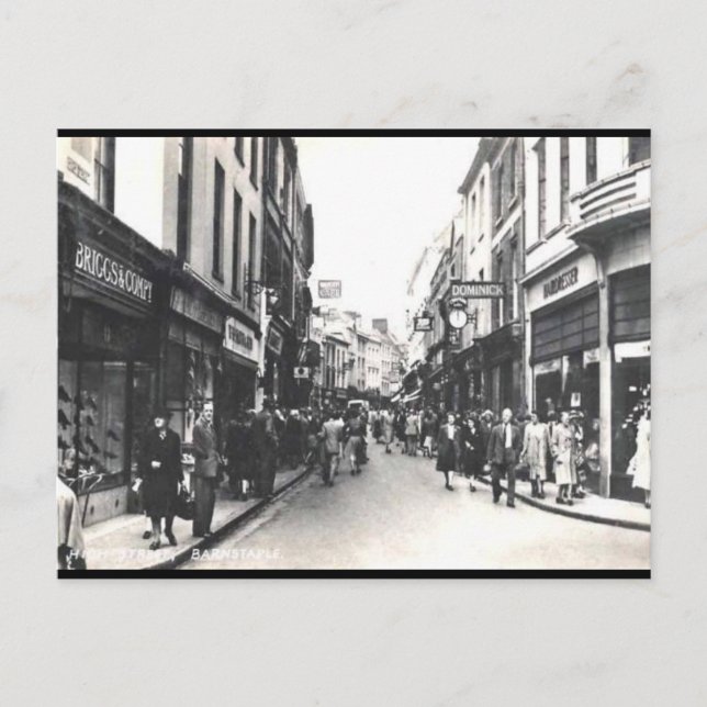 Gammalt vykort - Barnstaple, Devon (Framsida)