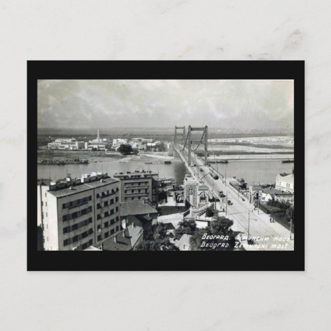 Gammalt vykort - Belgrad, Kung Alexander Bridge (Framsida)