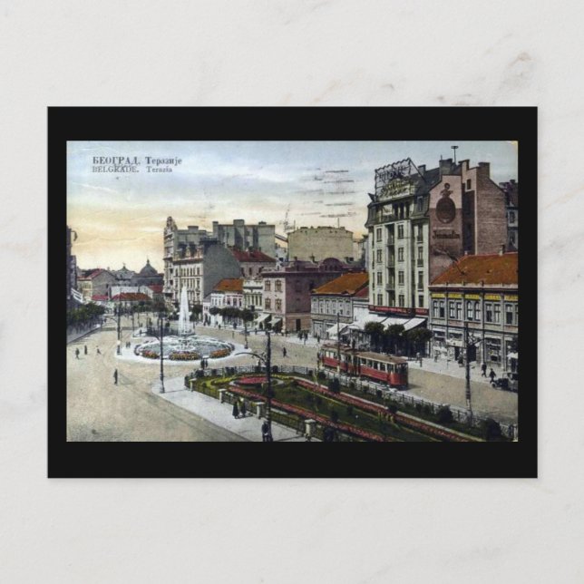 Gammalt vykort - Belgrad, Terazije 1934 (Framsida)