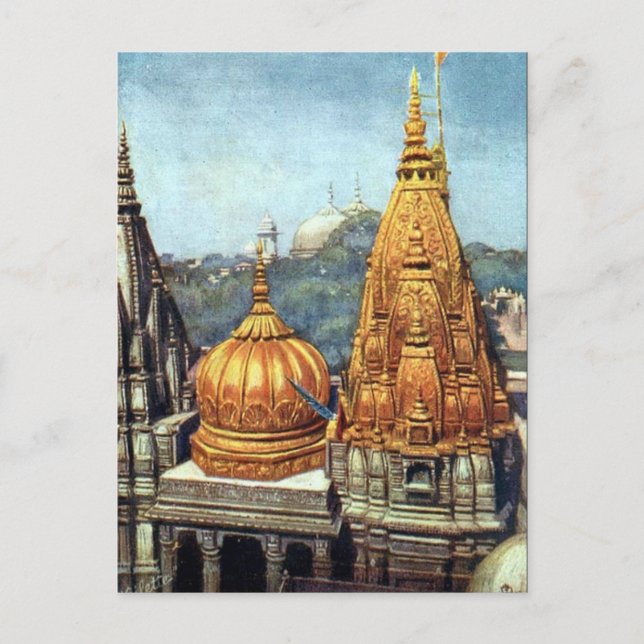 Gammalt vykort - Benares (Varanasi), Indien (Framsida)