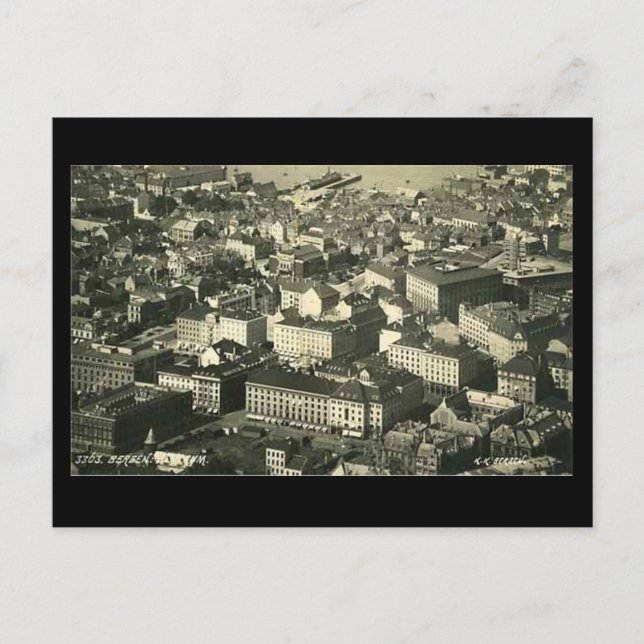 Gammalt vykort, Bergen, Norge, 1937 Vykort (Framsida)