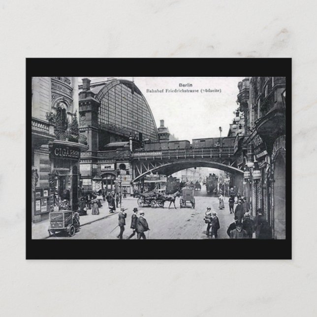 Gammalt vykort - Berlin, Friedrichstrasse Station (Framsida)