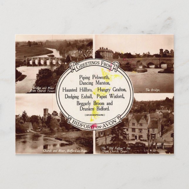 Gammalt vykort - Bidford-on-Avon, Warwickshire (Framsida)