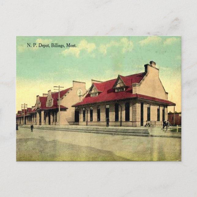 Gammalt vykort - Billings, Montana, USA (Framsida)