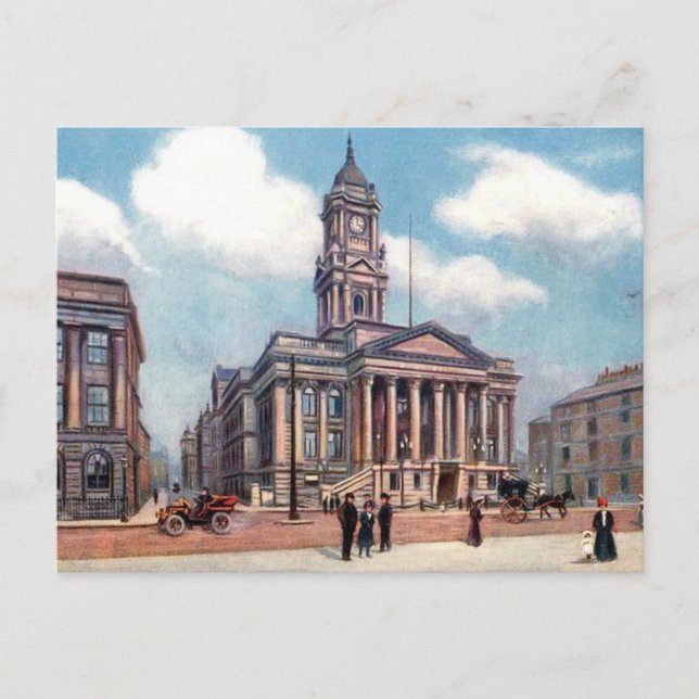 Gammalt vykort - Birkenhead Town Hall (Framsida)