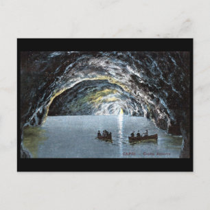 Gammalt vykort - blå grotto, kapri, Italien