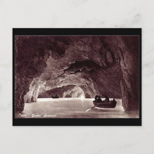 Gammalt vykort - blå grotto, kapri, Italien