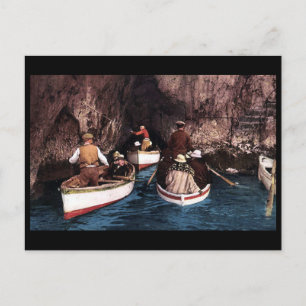 Gammalt vykort - blå grotto, kapri, Italien