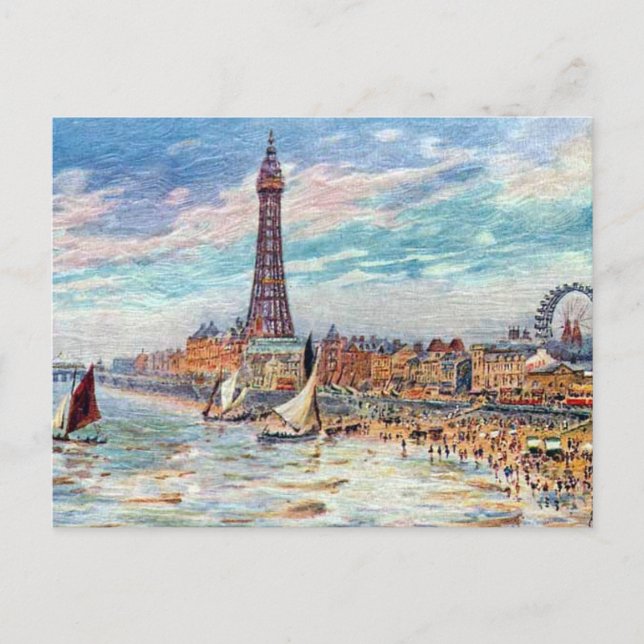 Gammalt vykort - Blackpool, Lancashire (Framsida)