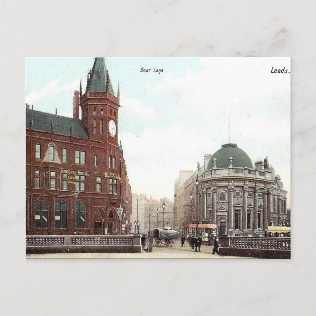 Gammalt vykort - Boar Lane, Leeds, Yorkshire (Framsida)